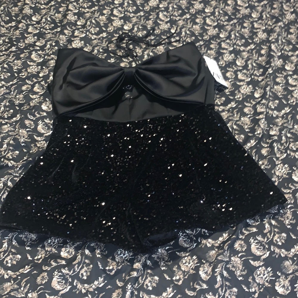 Zara beautiful halter bustier one piece with bow.